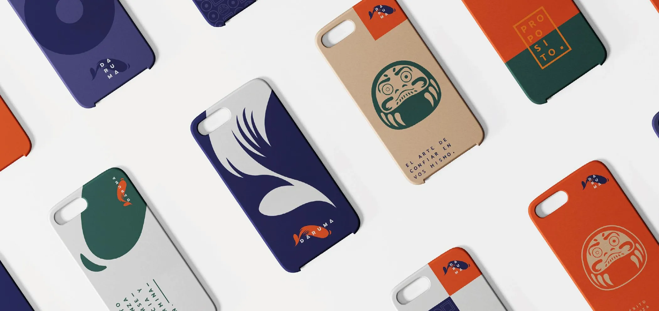 Phone cases printed with the brand's patterns