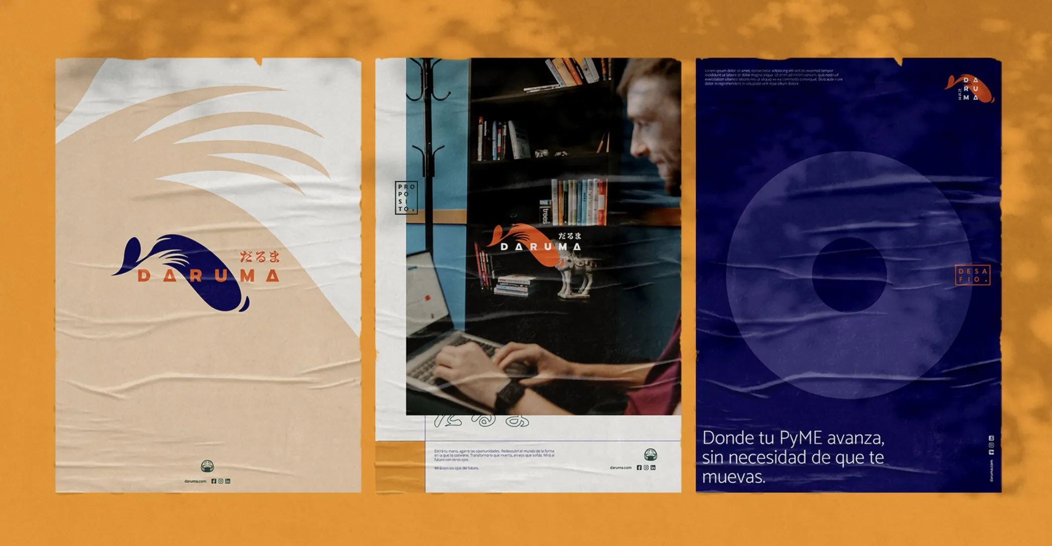 Three posters: the isotype, a photograph and a dark eye motif