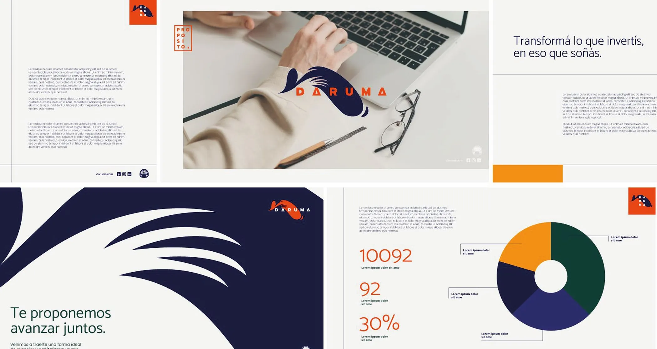 Presentation spreads with photographs and figures
