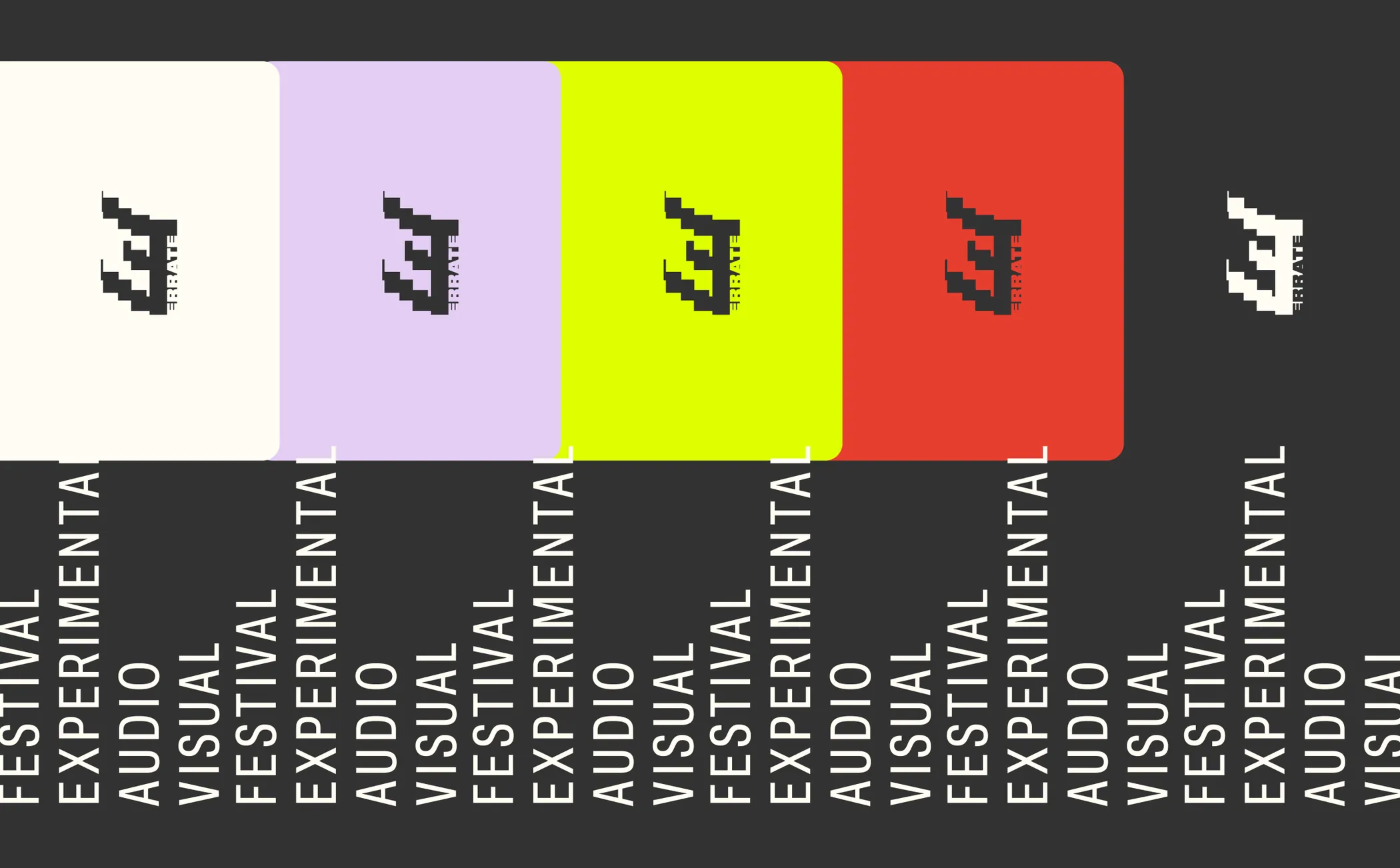 The isotype repeated across the five palette colours, over columns of vertical text