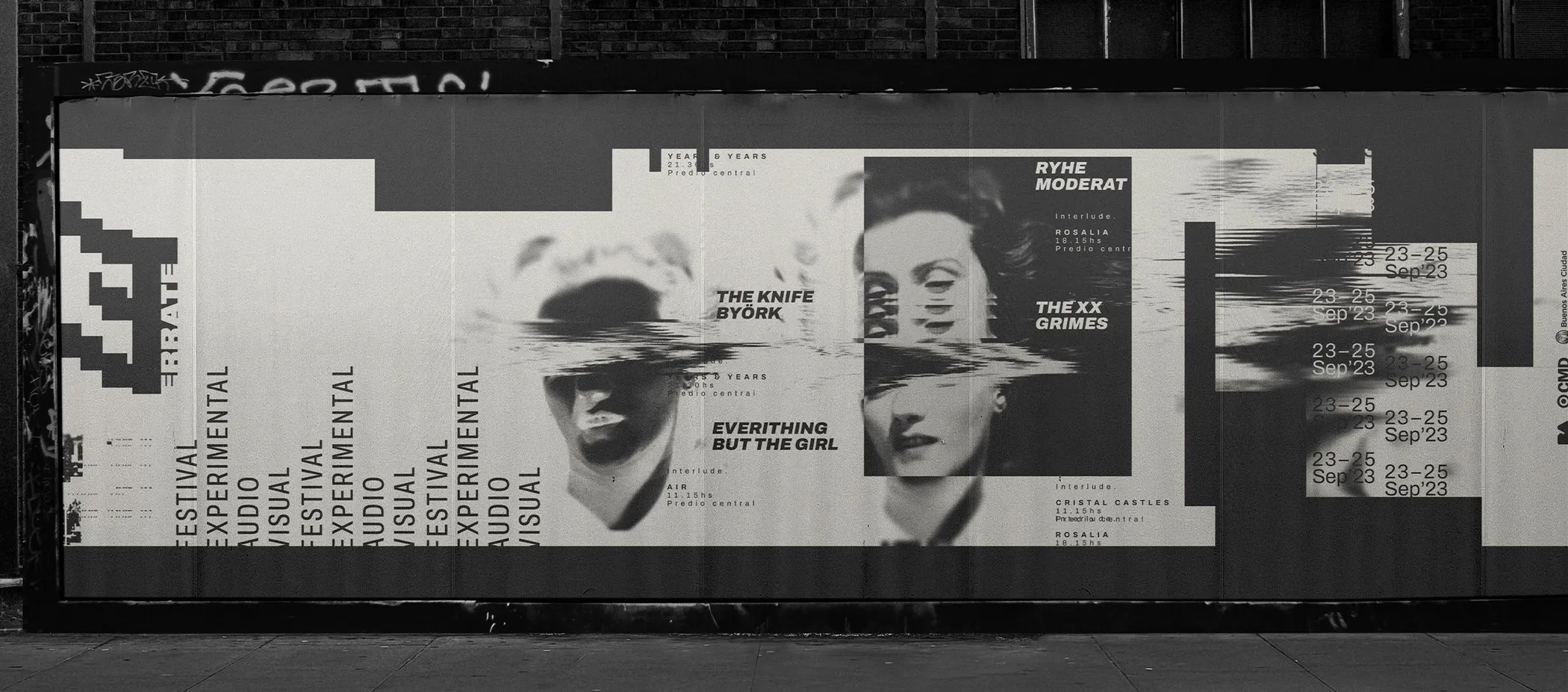 The poster series pasted along a street wall