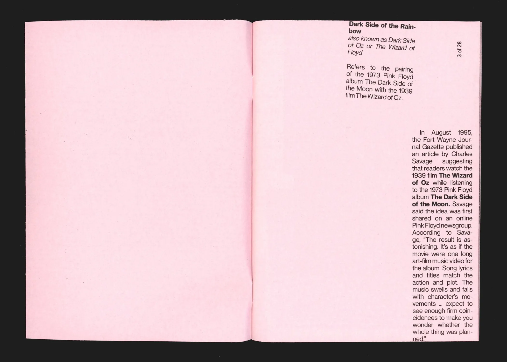 Opening spread: the text introducing the phenomenon