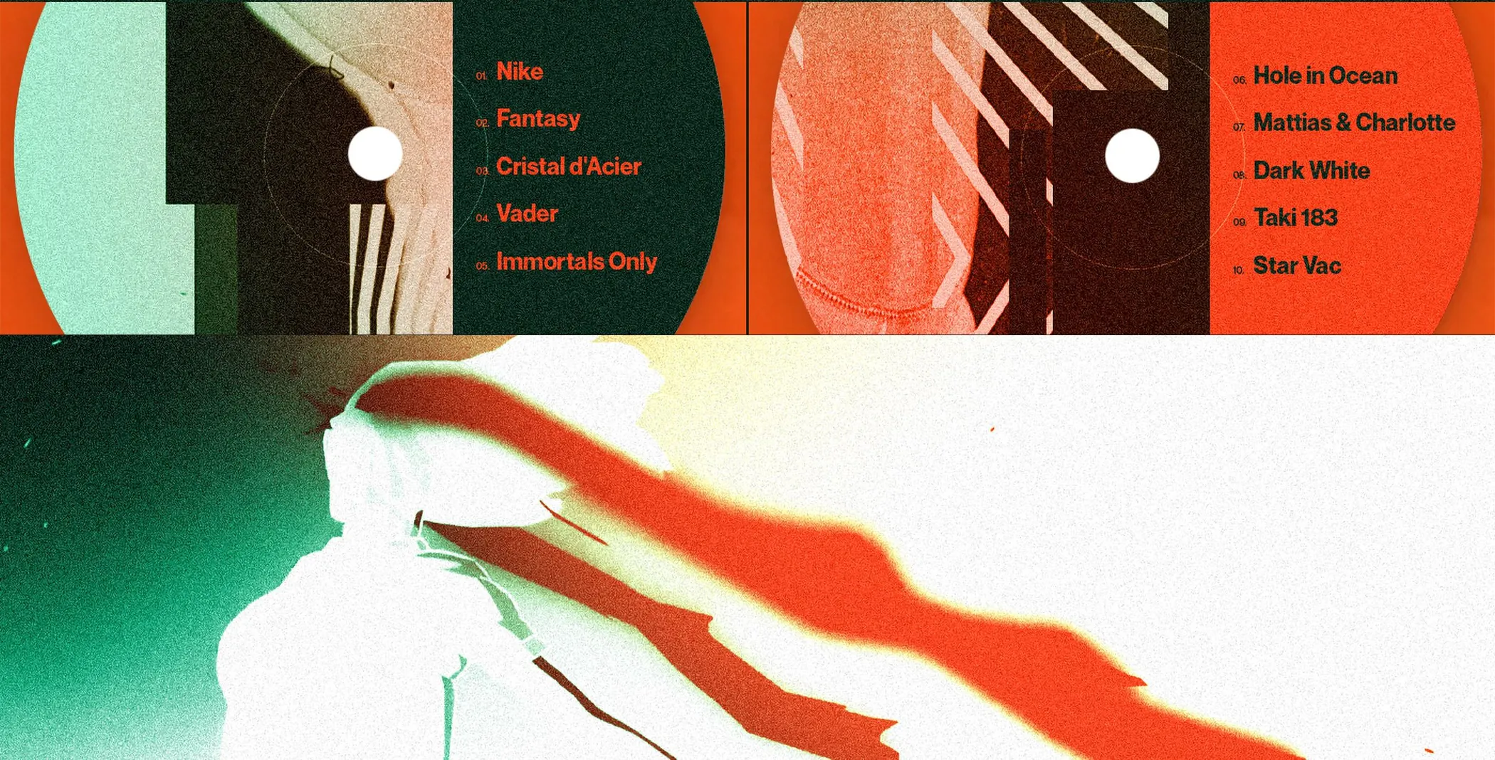 Labels and inner artwork carrying the track listing
