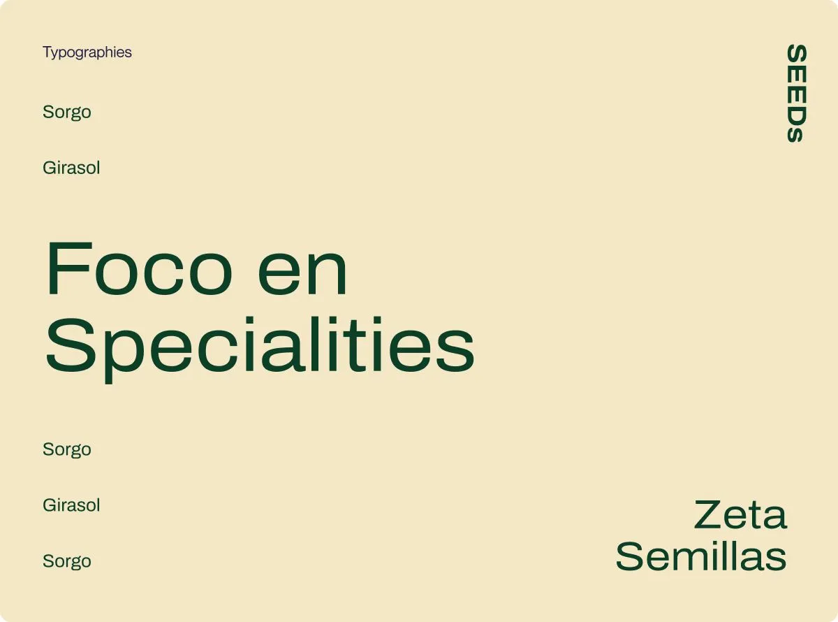 Typography slide: "Foco en Specialties"